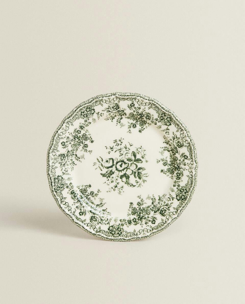 FLORAL EARTHENWARE DESSERT PLATE