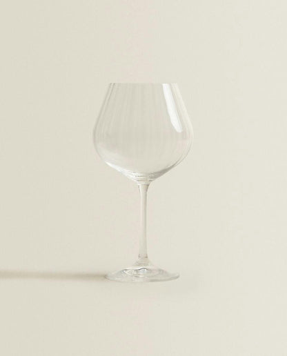 WAVY-EFFECT BOHEMIA CRYSTAL WINE GLASS